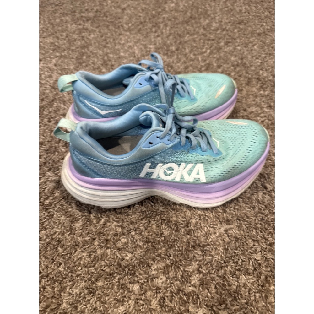 Hoka Bondi 8 Women Running Shoes Blue Ice Water Purple 1127952 ABSQ Size 6B